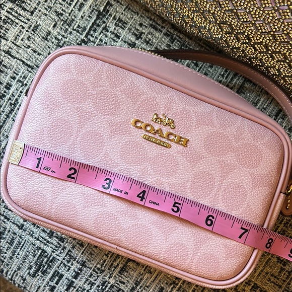 Coach Powder Pink Mini Jamie Crossbody Bag with Signature - Picture 9 of 12